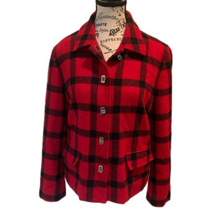 Talbots Women’s wool blend red and black jacket. Size 8